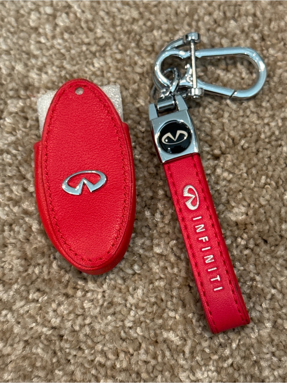 Infiniti Red Leather Key Fob and Strap